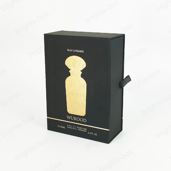 Chinese manufacturer Rigid Box Perfume Paper packaging Gold Hot stamping Embossing Soft touch