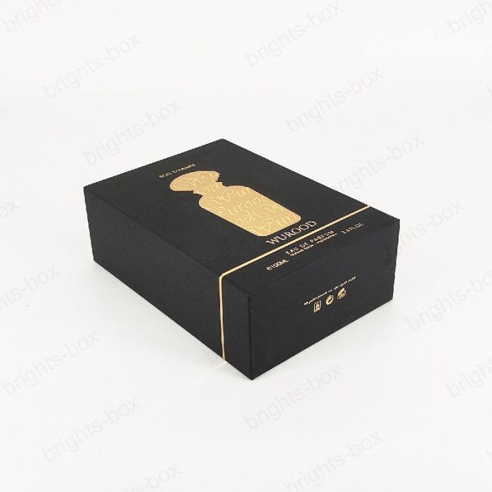 Chinese manufacturer Rigid Box Perfume Paper packaging Gold Hot stamping Embossing Soft touch
