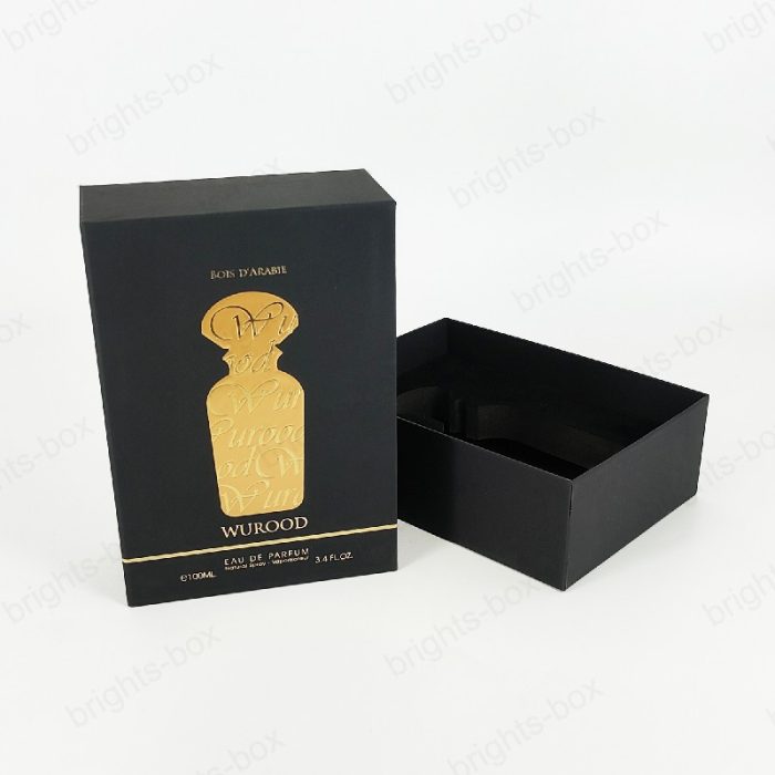 Chinese manufacturer Rigid Box Perfume Paper packaging Gold Hot stamping Embossing Soft touch