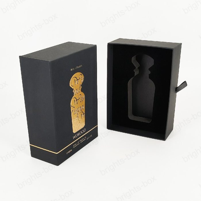 Chinese manufacturer Rigid Box Perfume Paper packaging Gold Hot stamping Embossing Soft touch