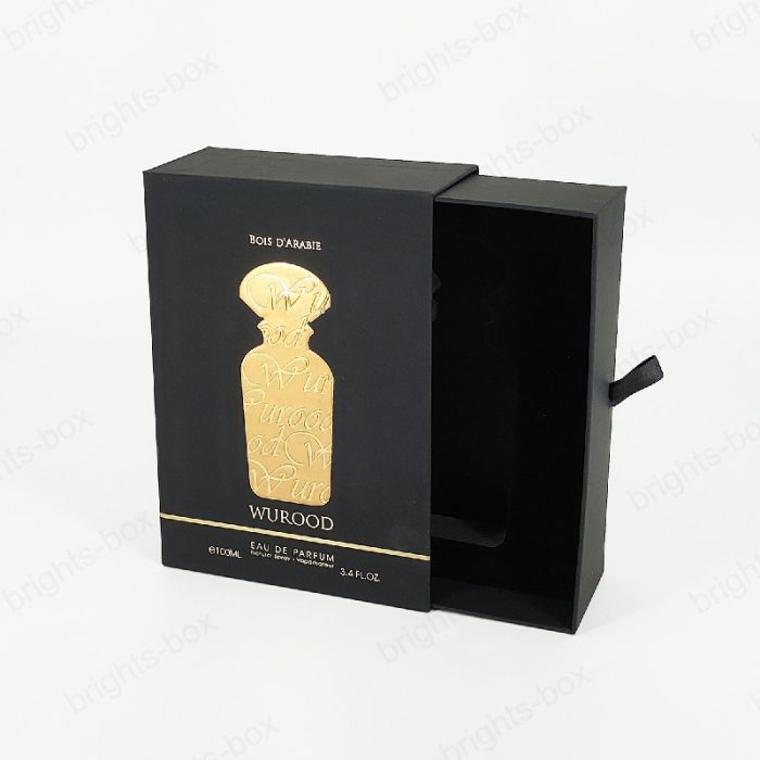 Chinese manufacturer Rigid Box Perfume Paper packaging Gold Hot stamping Embossing Soft touch