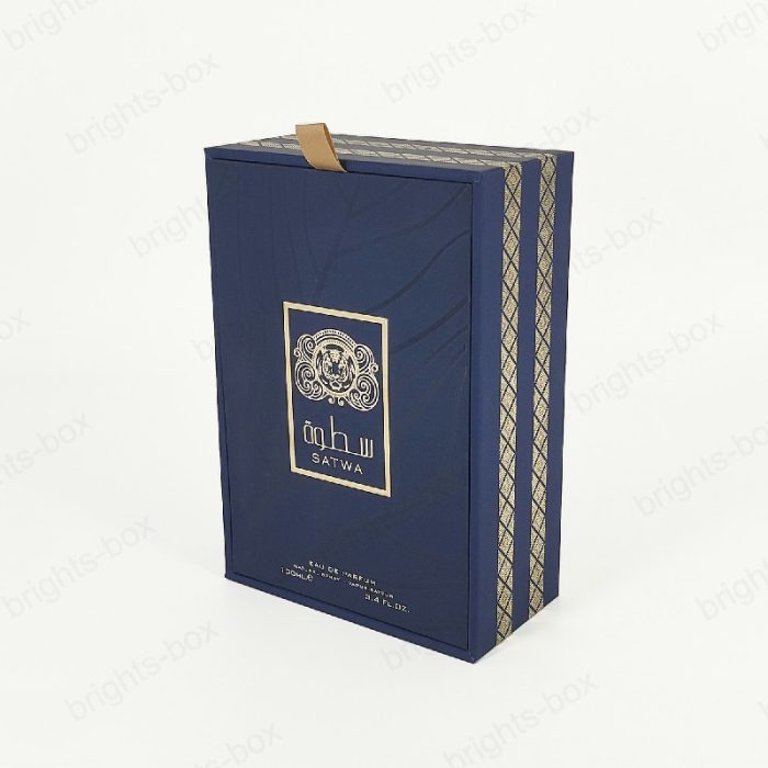 Custom Perfume Packaging Box Luxury Black Paper Hinged Lid Wholesale Quality
