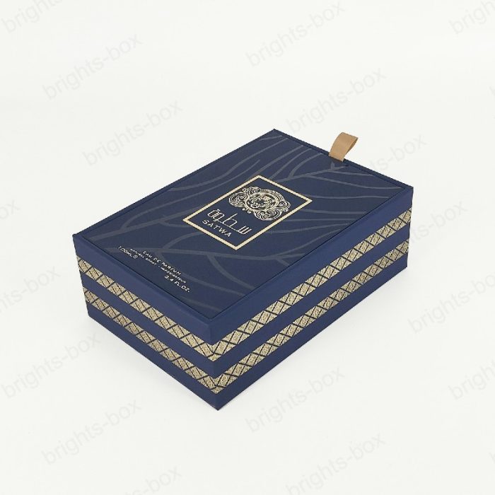 Custom Perfume Packaging Box Luxury Black Paper Hinged Lid Wholesale Quality