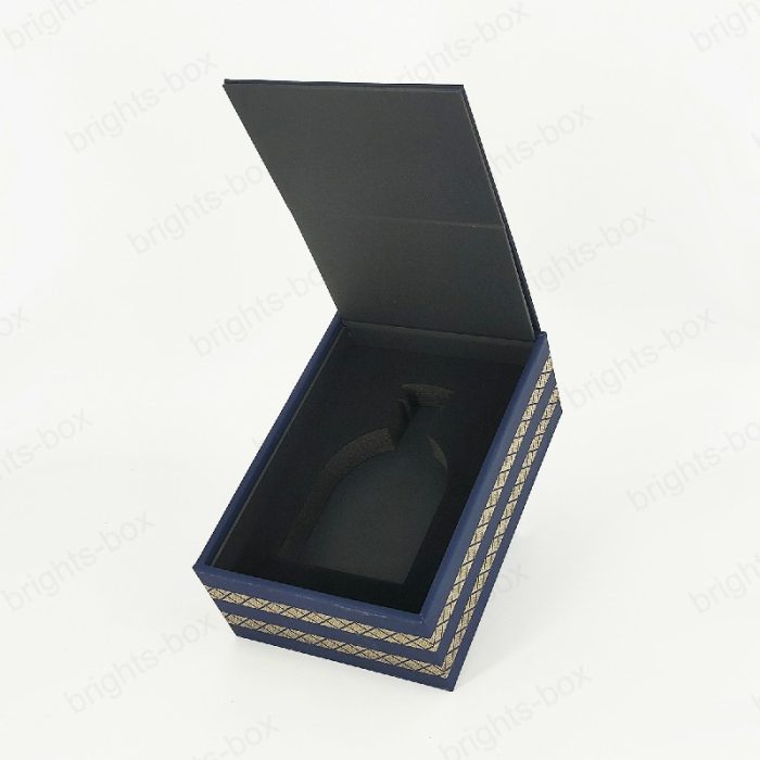 Custom Perfume Packaging Box Luxury Black Paper Hinged Lid Wholesale Quality