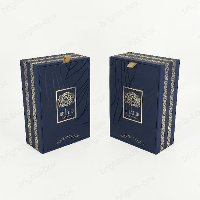 Custom Perfume Packaging Box Luxury Black Paper Hinged Lid Wholesale Quality