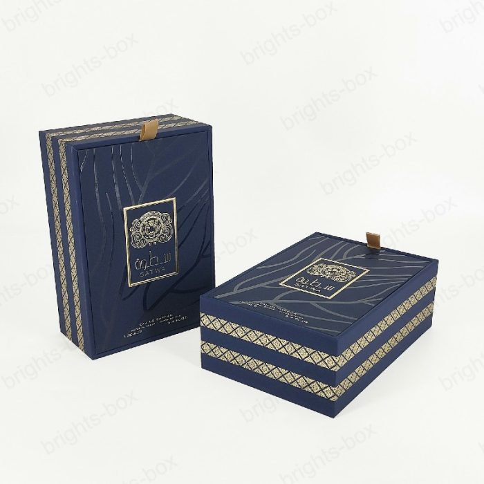 Custom Perfume Packaging Box Luxury Black Paper Hinged Lid Wholesale Quality