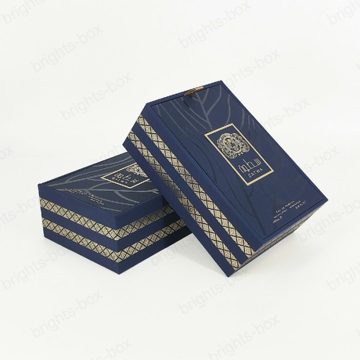 Custom Perfume Packaging Box Luxury Black Paper Hinged Lid Wholesale Quality