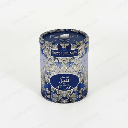 Cylinder Box Chinese manufacturer Perfume Paper packaging Gold Hot stamping Embossing Ribbon Soft Touch