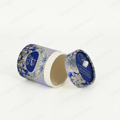 Cylinder Box Chinese manufacturer Perfume Paper packaging Gold Hot stamping Embossing Ribbon Soft Touch