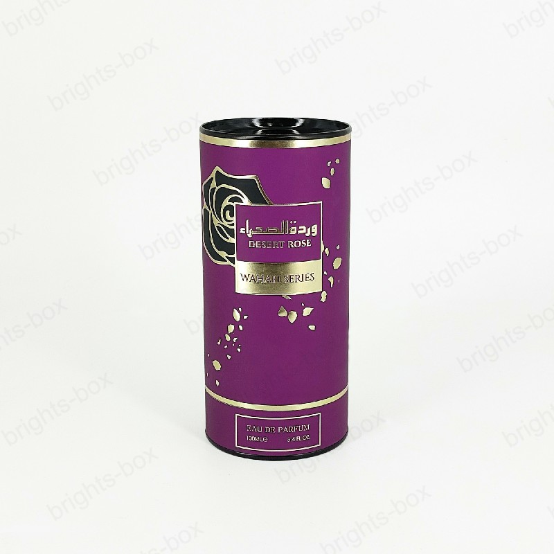 Cylinder box Chinese manufacturer Perfume Paper packaging Gold Hot stamping Soft Touch UV Embossed