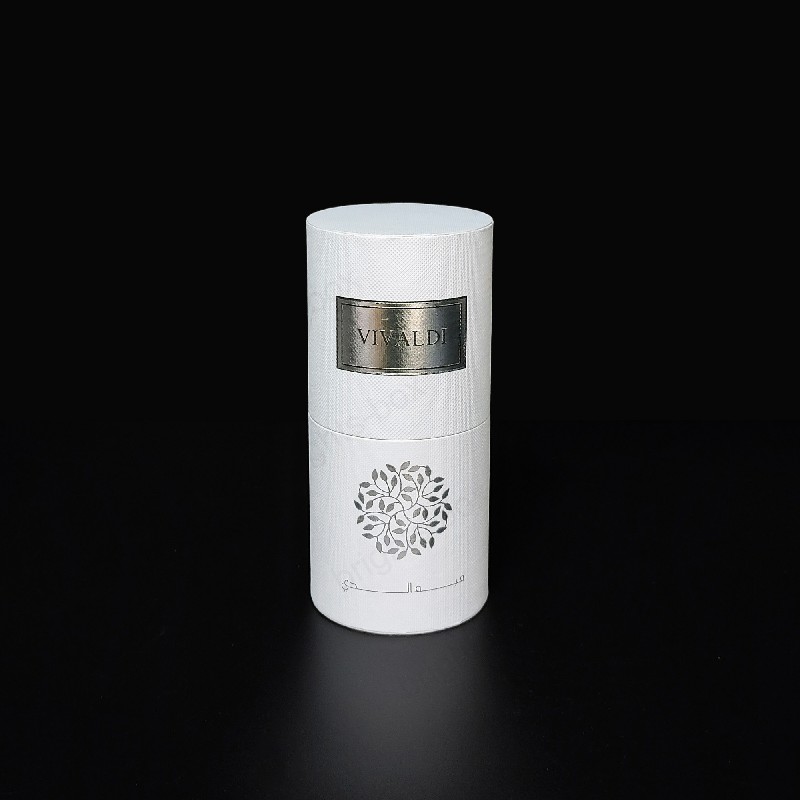 Cylinder box Chinese manufacturer Perfume Paper packaging Silver Hot stamping Embossing UV