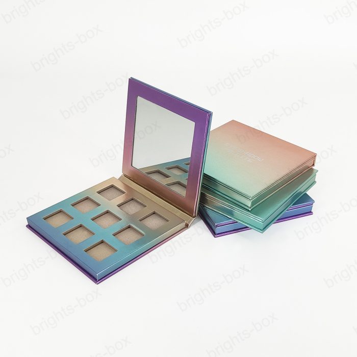 Eyeshadow palette Chinese manufacturer Paper packaging Hot stamping Drip Varnishing Metallic Mirror