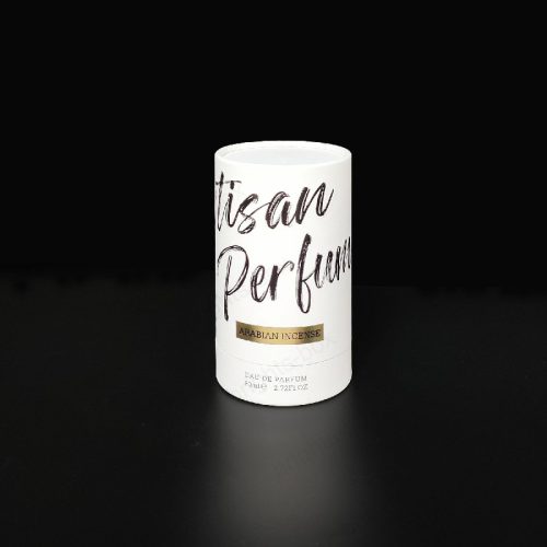 Paper Packaging Debossed White Kraft Paper Black Hot Stamping Cylinder Boxes for Perfume Cosmetic Gift luxury Certified Factory Customizable