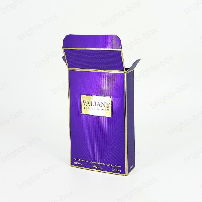 Paper tuck end box Chinese manufacturer Perfume packaging Gold Hot stamping Embossing Mental UV Texture
