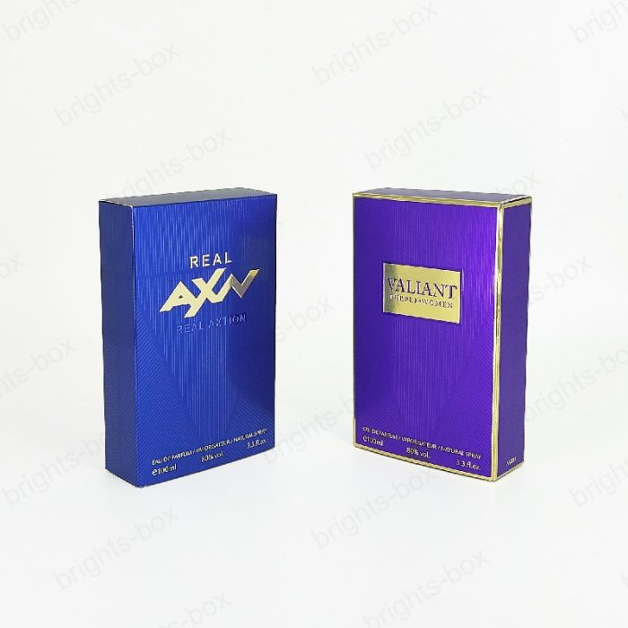 Paper tuck end box Chinese manufacturer Perfume packaging Gold Hot stamping Embossing Mental UV Texture