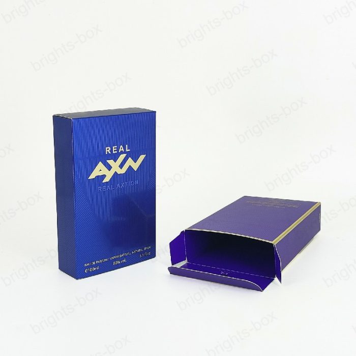Paper tuck end box Chinese manufacturer Perfume packaging Gold Hot stamping Embossing Mental UV Texture