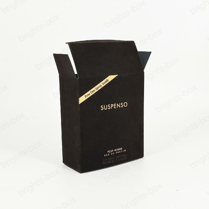 Paper tuck end box Chinese manufacturer Perfume packaging Gold Hot stamping Embossing flocking