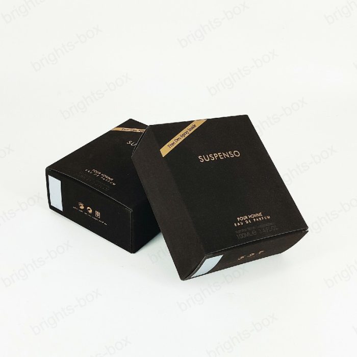 Paper tuck end box Chinese manufacturer Perfume packaging Gold Hot stamping Embossing flocking