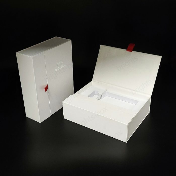 Custom High-end Luxury White Art Paper Book Shape Boxes - Wholesale Packaging Solutions