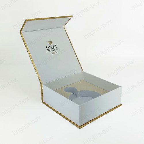 Custom Recyclable Flip Box Wholesale Eco-friendly Packaging Gold Foil Embossing Vanishing Lined Sponge