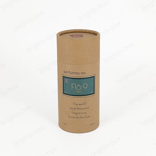 Cylinder box Chinese manufacturer Perfume Kraft Paper packaging Hot stamping Glossy Varnishing Sticker
