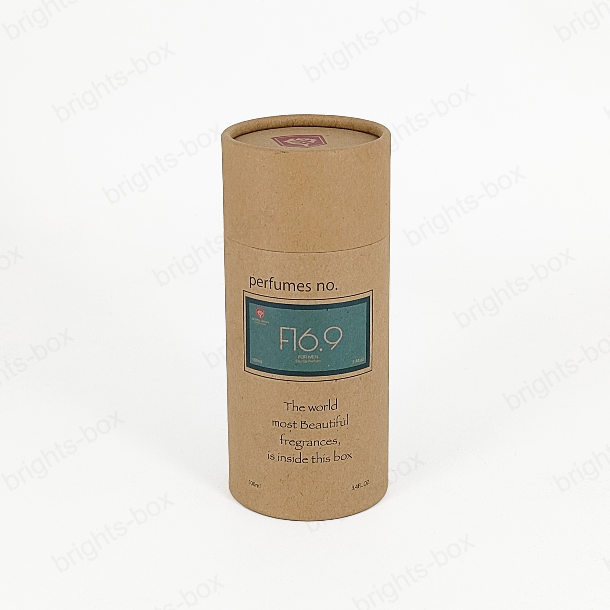 Cylinder box Chinese manufacturer Perfume Kraft Paper packaging Hot stamping Glossy Varnishing Sticker