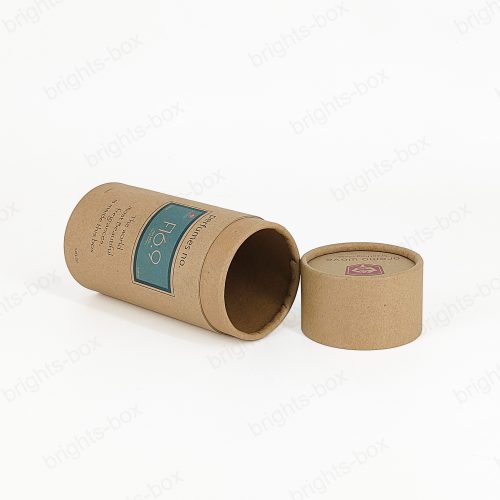 Cylinder box Chinese manufacturer Perfume Kraft Paper packaging Hot stamping Glossy Varnishing Sticker