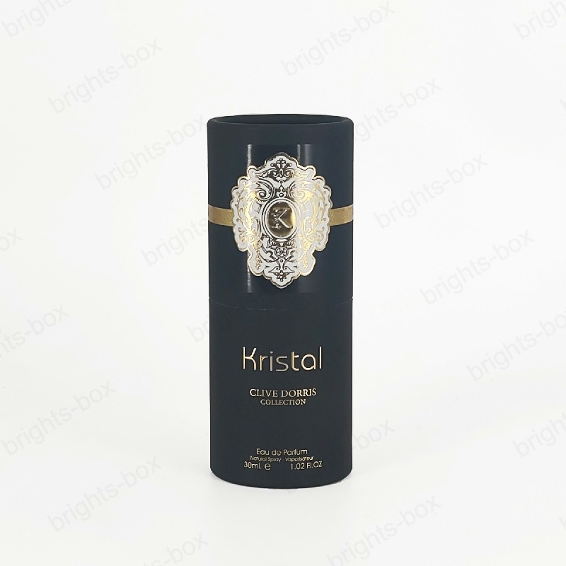 Cylinder box Chinese manufacturer Perfume Paper packaging Gold Hot stamping Glossy Varnishing Sticker