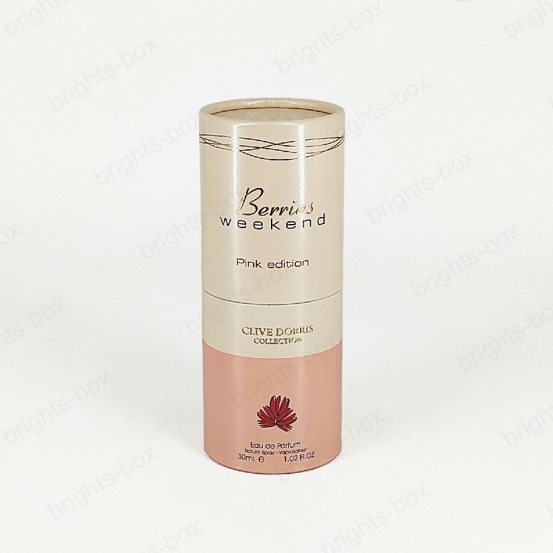 Cylinder box Chinese manufacturer Perfume Paper packaging Gold Hot stamping drip Varnishing glitter