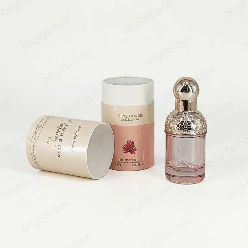 Cylinder box Chinese manufacturer Perfume Paper packaging Gold Hot stamping drip Varnishing glitter