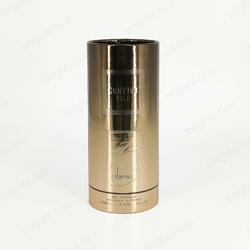 Cylinder box Chinese manufacturer Perfume paper packaging Gold Hot stamping Glossy Varnishing UV Embossing