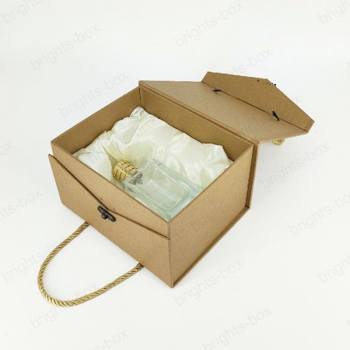 Rigid box Chinese manufacturer Perfume Kraft Paper packaging Hot stamping Embossing Rope Mental Lock