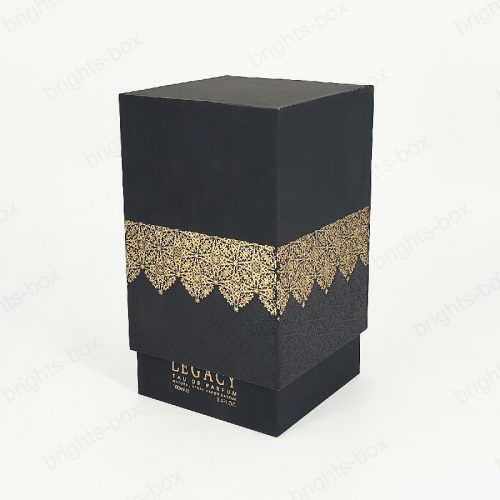 Premium Quality Perfume Fragrance Packaging Box - Luxury Gift Paper Black Fabric Hot Foil Stamping