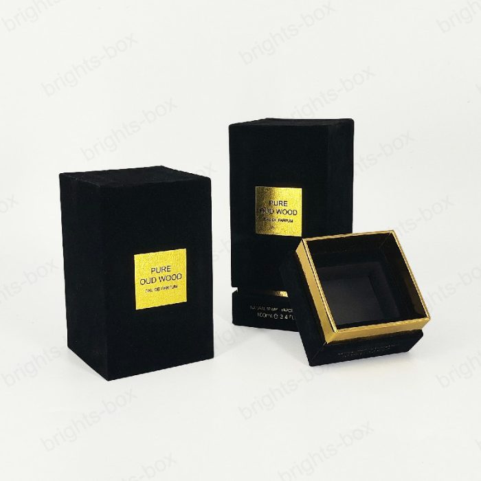 Custom Design Luxury Flocking Black Perfume Paper Gift boxes - Wholesale Packaging Solutions