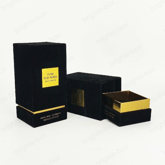Custom Design Luxury Flocking Black Perfume Paper Gift boxes - Wholesale Packaging Solutions