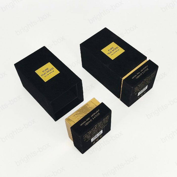 Custom Design Luxury Flocking Black Perfume Paper Gift boxes - Wholesale Packaging Solutions