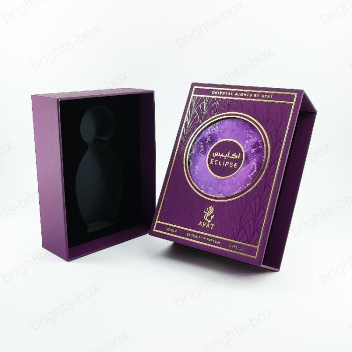 Chinese manufacturer Rigid Box Perfume Paper packaging Gold Hot stamping UV Embossing Soft touch