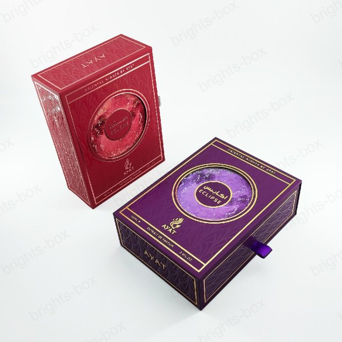 Chinese manufacturer Rigid Box Perfume Paper packaging Gold Hot stamping UV Embossing Soft touch