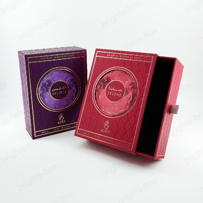 Chinese manufacturer Rigid Box Perfume Paper packaging Gold Hot stamping UV Embossing Soft touch