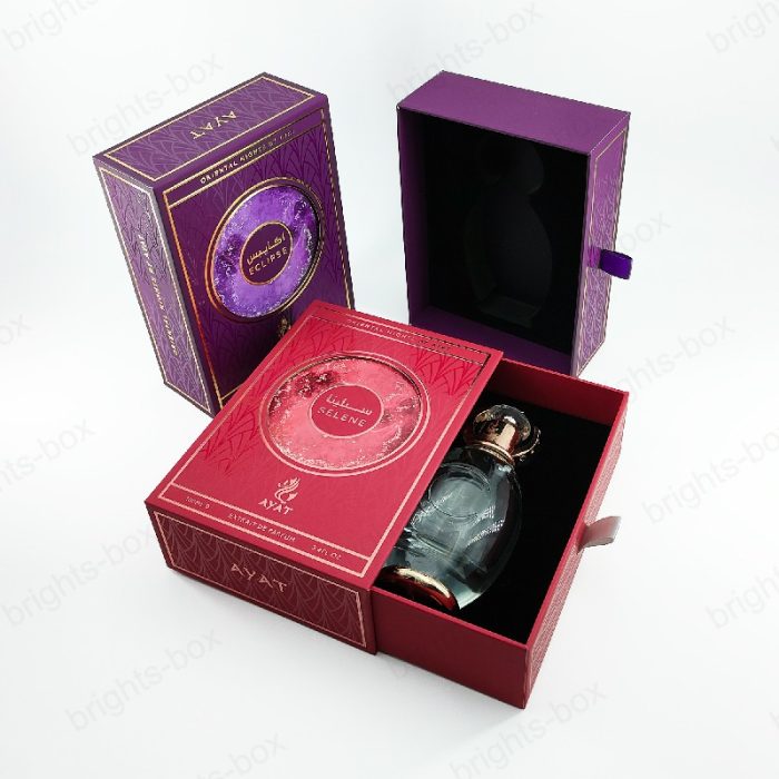 Chinese manufacturer Rigid Box Perfume Paper packaging Gold Hot stamping UV Embossing Soft touch