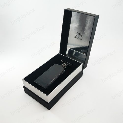 Luxury Rigid box Chinese manufacturer Perfume Paper packaging Silver Hot stamping Embossing UV Soft Touch