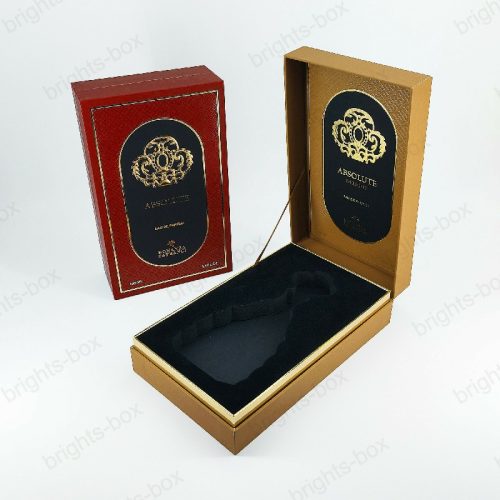 Paper Packaging Rigid Box Gold Hot Stamping Embossing flip-top box for Perfume