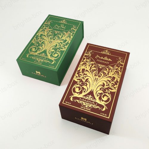 Paper Packing Rigid Box Gold Hot Stamping Embossing Book shape box for Perfume