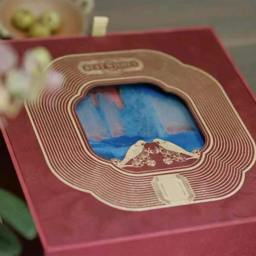 Customized Logo UV Printing Embossing Blue Quick Sand Gift Paper Box