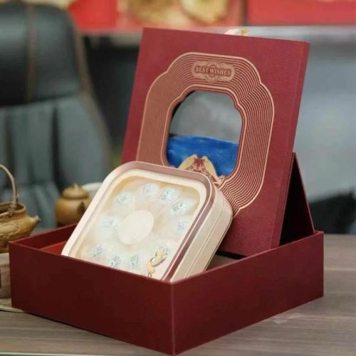 Customized Logo UV Printing Embossing Blue Quick Sand Gift Paper Box
